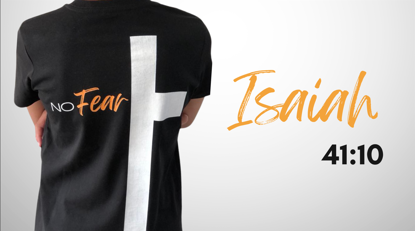 Isaiah 41:10 'No Fear' faith-based streetwear graphic t-shirt by 7TWENTYFOUR for kids. 